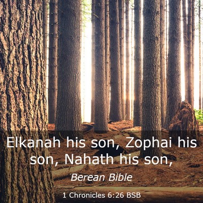 Picture 03 - 1 Chronicles 6:26 BSB - Elkanah his son, Zophai his son, Nahath his - Bible Verse Picture